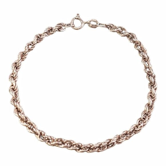 Vintage Sterling 3.8mm Rope Chain Bracelet - Picture 1 of 4